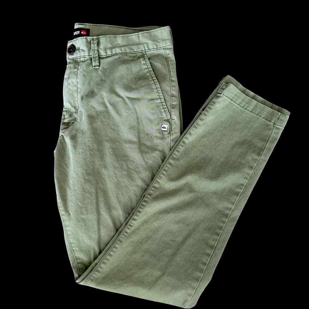 Quiksilver Tapered Straight Jeans Men's 34x32 Green Cotton Beach Surfer Boi